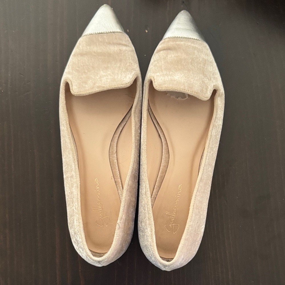 Cream and Silver Women's Loafers